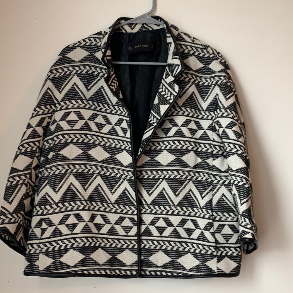 Zara Black and White Geometric Jacket